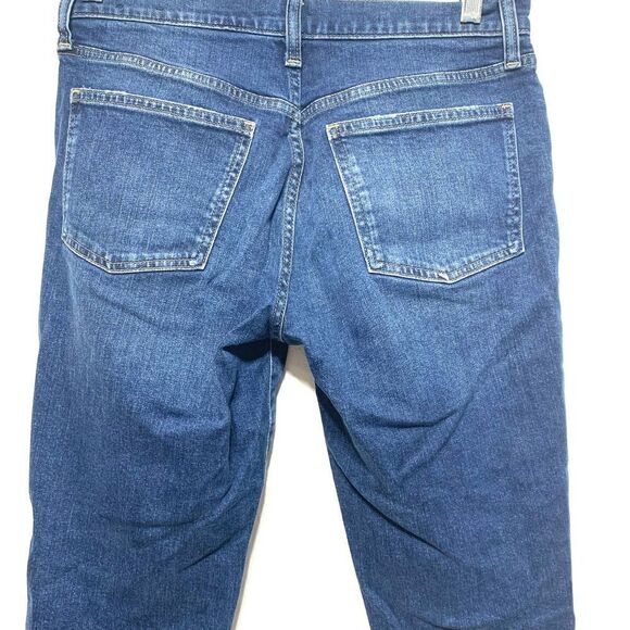 Gap Regular Girlfriend Dark Wash Blue Jeans Distressed Busted Out Knees size 4 - Picture 7 of 8